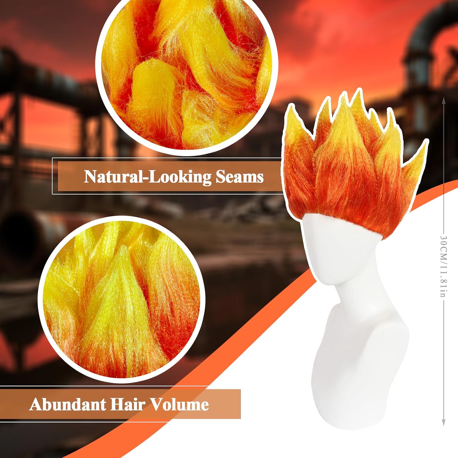 Flame Costume Wig Stylish Flam - Cosplay Flame Prop recension och pris